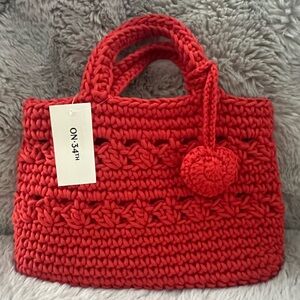 ON 34th Red Crochet Handbag